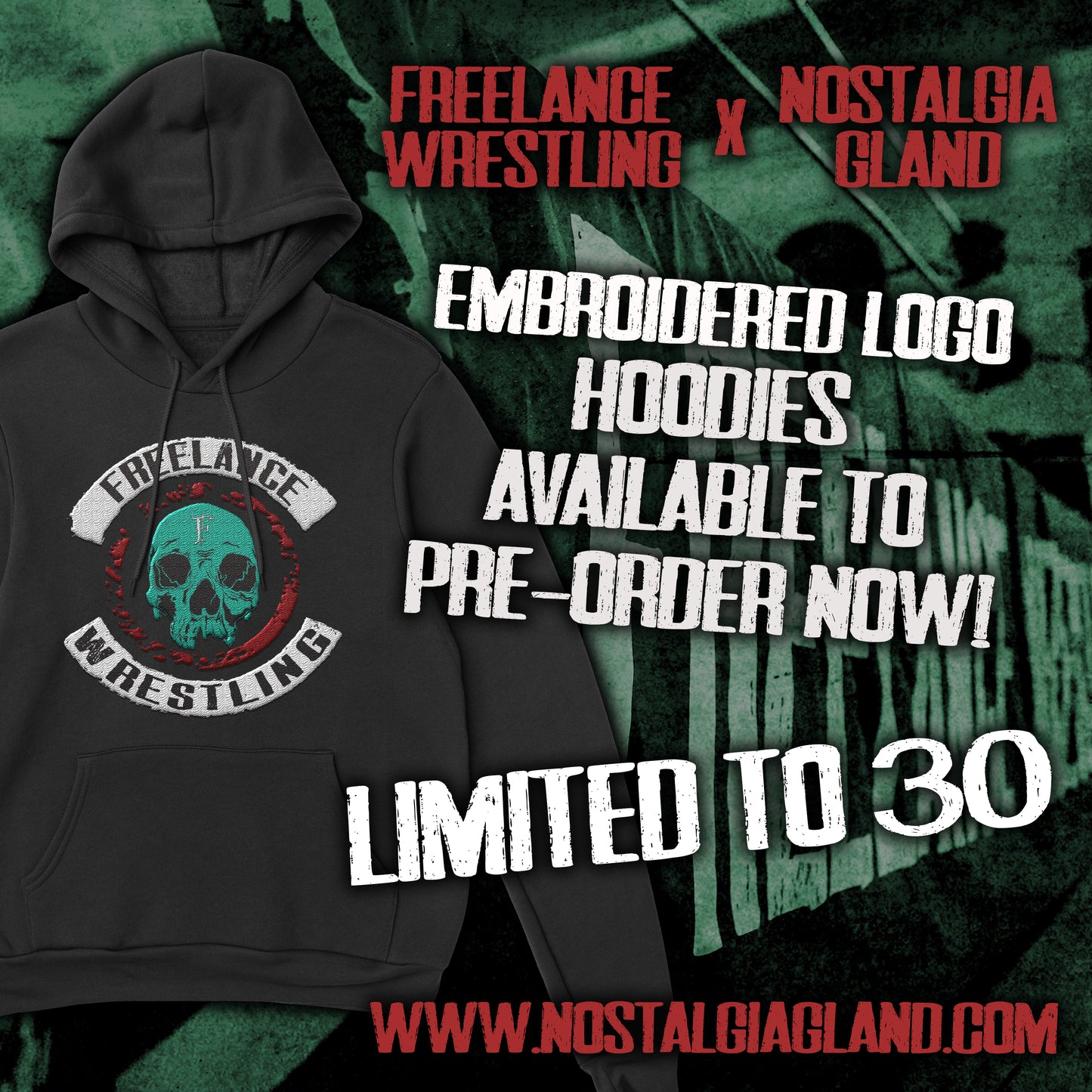 FREELANCE WRESTLING EMBROIDERED LOGO HOODIE PRE-ORDER *LIMITED TO 30*
